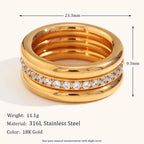 Non Tarnish Zircon Stacking Ring Set Waterproof Tarnish Free Jewelry Stainless Steel Signet Rings My Store