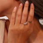 Wholesale Fine Jewelry 18K Gold Plated Stainless Steel Cz Diamond Finger Ring Gold Weeding Band Ring Adjustable Open Ring My Store