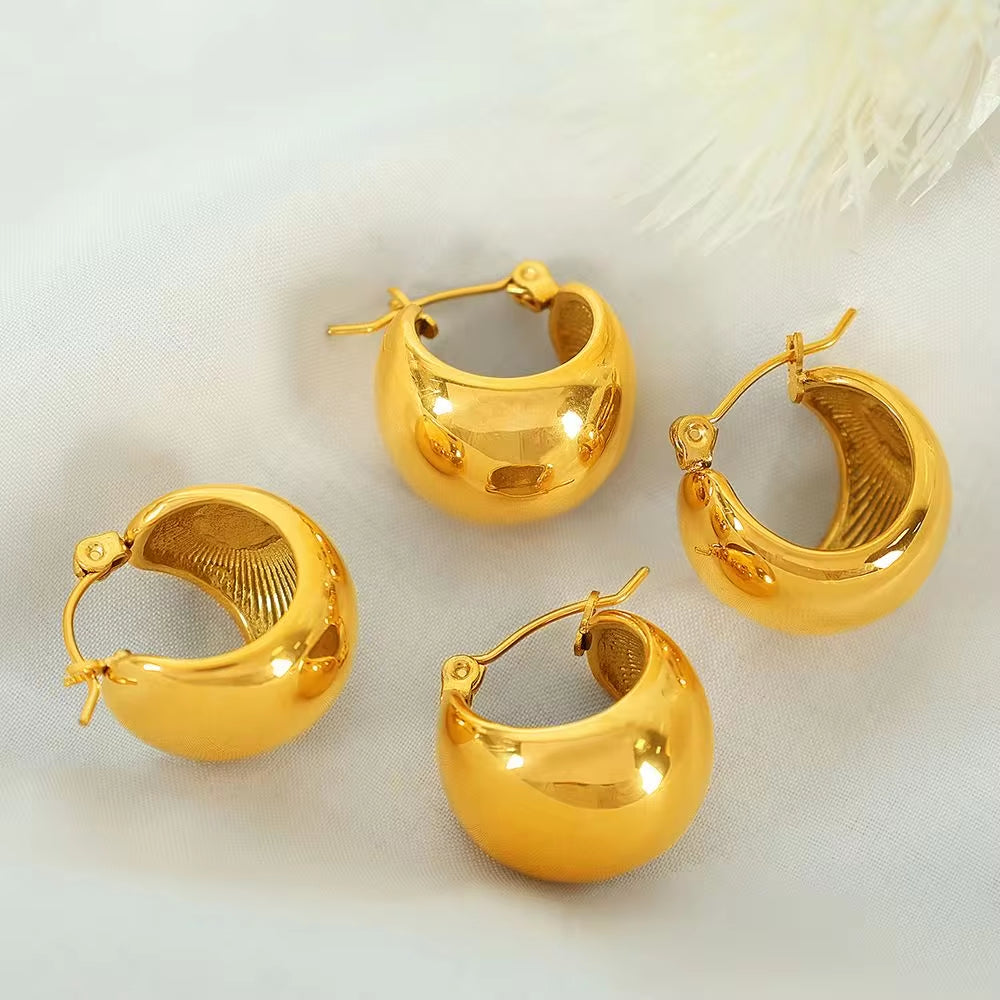 JEWELRY EH236 Customize Stainless Steel Gold Plated 18K U Shaped Drop Earrings Glossy round Ball Earrings for Women My Store