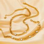 Exquisite Cubic Zirconia Stainless Steel Rainbow Cz Necklace Bracelet for Women Waterproof Fashion Jewelry Set My Store