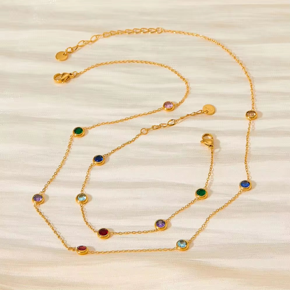 Trendy Exquisite Fashion Jewelry Stainless Steel Charm Pulseras Gold Link Chain Colorful Zircon Bracelet My Store