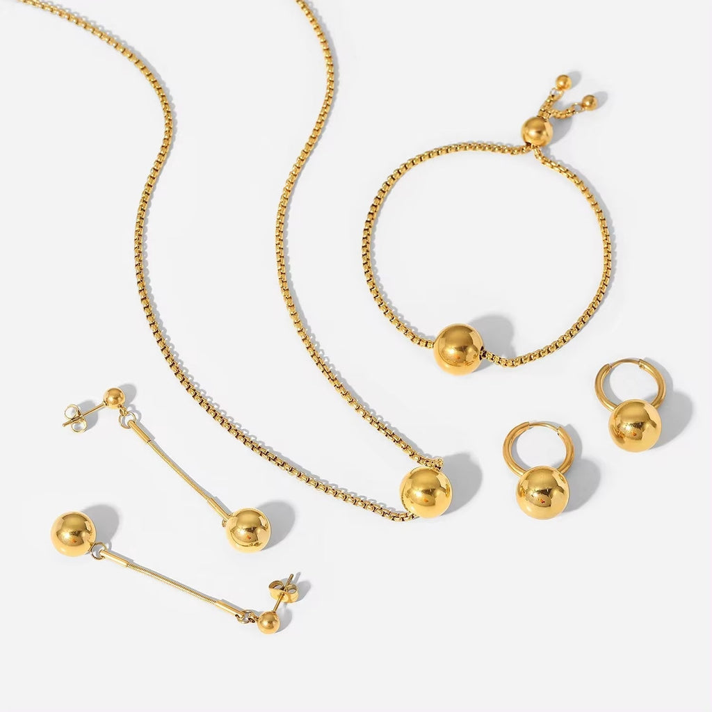 Drop Shipping Ins Ball Pendant Ring Earrings Necklace Stainless Steel Gold Plated Jewelry Accessories Set for Women My Store