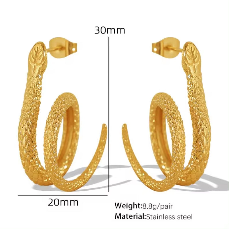 JEWELRY EH195 Korean Version of the Earrings Temperament Small Snake Hundred with Earrings Simple Gold-Plated 18K My Store