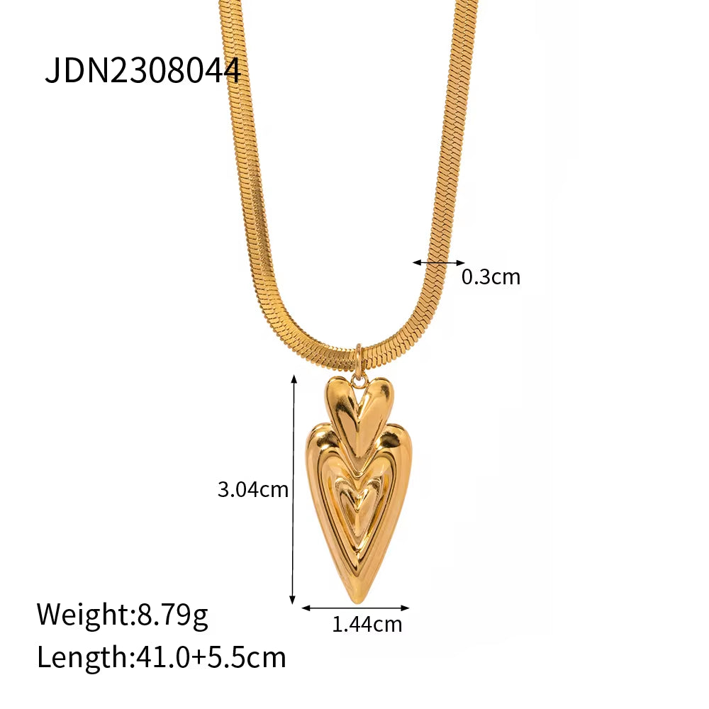 Original Design 18K Gold Plated Stainless Steel Rivet Chunky Texture Heart Earring Necklace for Women My Store