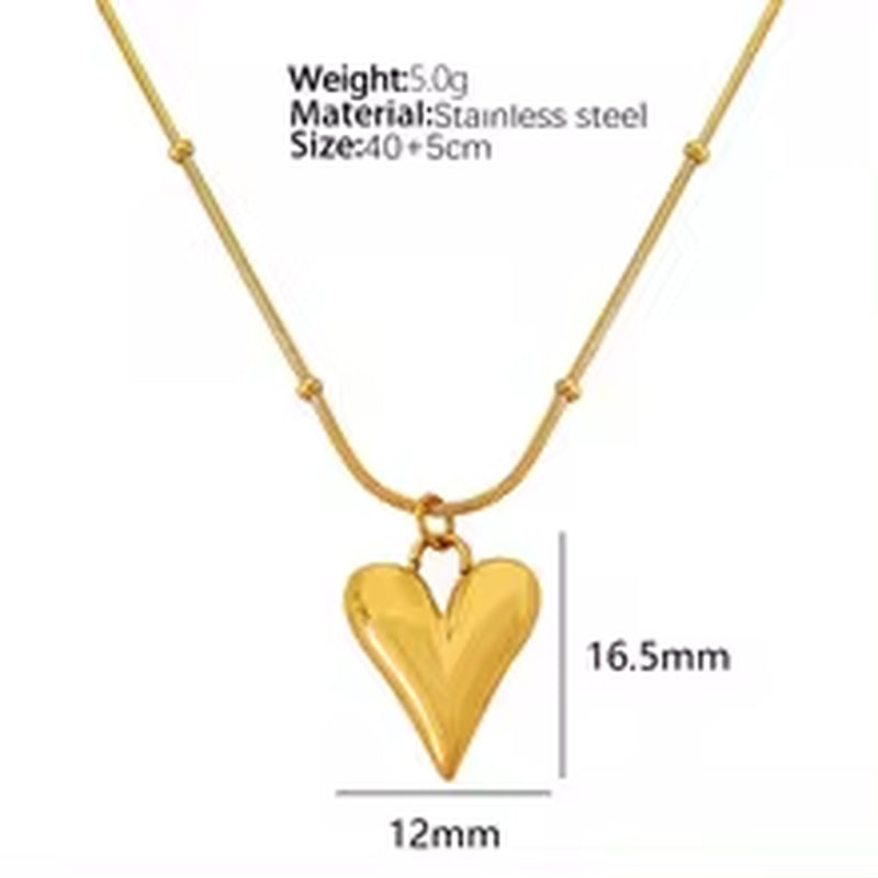 JEWELRY XL89-EH256 Simple Fresh Scenic Face Heart Necklace Earrings Heart Shape Texture Earrings Collarbone Chain Set My Store