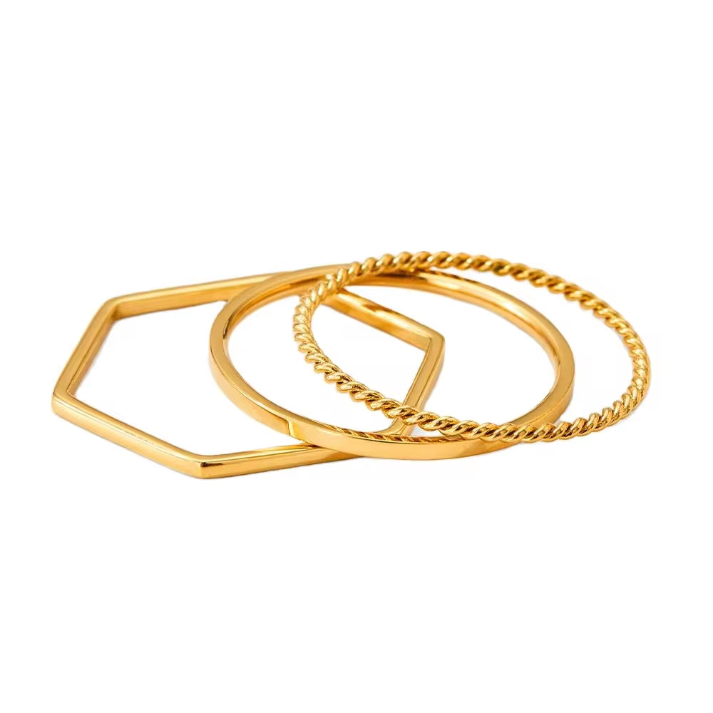 Ins Simple Stainless Seel 3 PCS Ring Women'S Fashion Finger Ring My Store