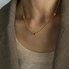 JEWELRY XL32 Scandinavian New Simple Gemstone Set French Vintage Collarbone Stainless Steel Necklace My Store