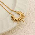Minimalist 18K Gold Plated Geometric Pendant Necklace Stainless Steel Sunburst Necklace Waterproof Jewelry My Store
