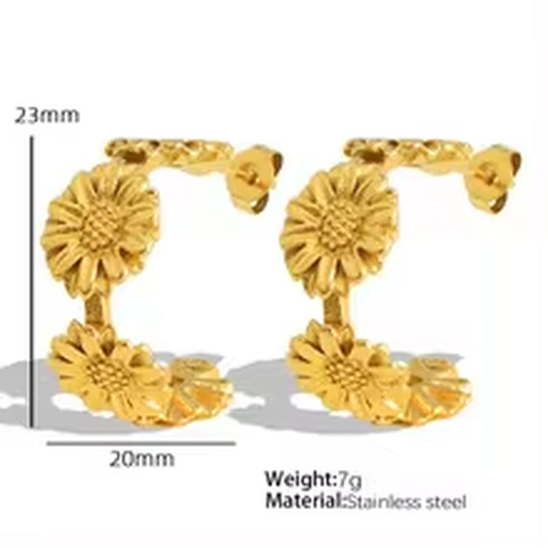 JEWELRY EH249 Chinese Factory Floral Textured Earrings C Stud Earrings Fashion Daisy Flower Earrings My Store