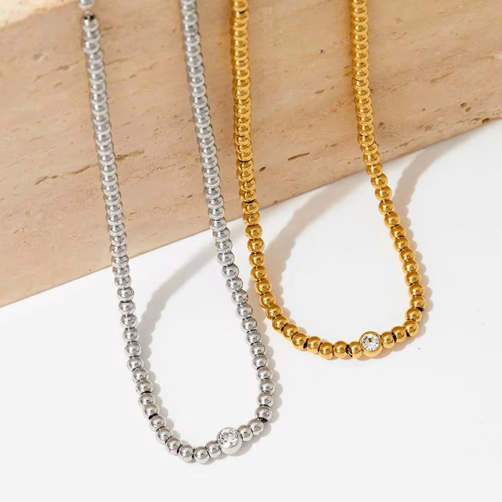 Minimalist 4Mm Beads Charm Necklace Tarnish Free Bead Chain Bracelet Necklace Jewelry Set for Women My Store