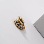 Wholesale 18K Gold Plated Black White Plaid Binding Stainless Steel Rings for Women My Store