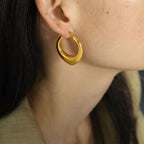 JEWELRY EH24-EH25 French High Quality Earrings Glossy Stainless Steel 18K Gold Plated Earrings Wholesale My Store