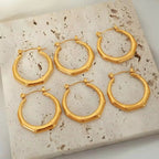 JEWELRY EH190 Wholesale Bamboo Hundred Matching Bone Earrings Stainless Steel 18K Gold Plated U Shaped Trendy Earrings My Store