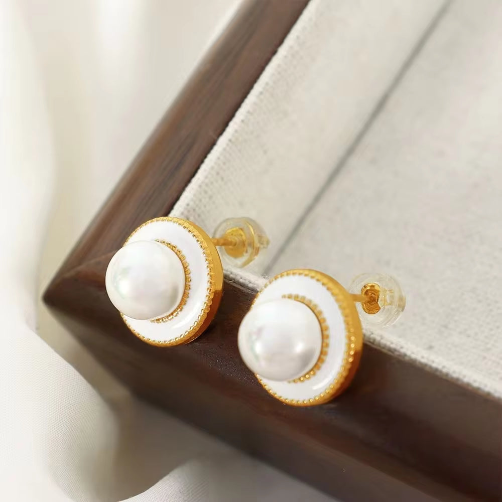 JEWELRY EH209 French Pearl Earrings Female New Fashion Temperament Senior Sense of Small Fragrant Wind Earrings My Store