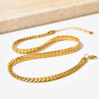 High Quality Simple 6.5Mm Width NK Cuban Chain Necklace PVD Plated Waterproof Bracelet Stainless Steel Jewelry Sets for Women My Store