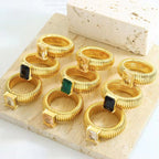 Luxury Stainless Steel Aesthetic Cubic Zircon Designer Jewelry Boho Elastic Smart Ring for Couple Wholesale My Store