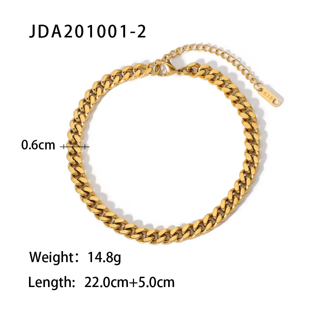 Dainty 18K Gold Plated Stainless Steel Simple Jewelry Gift Waterproof Chain Cross Double Layer Daity Anklet for Women My Store