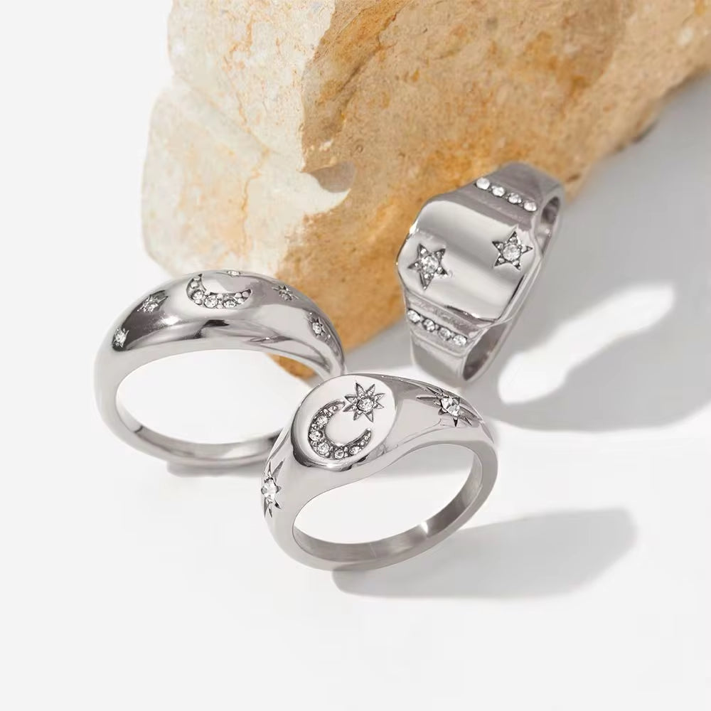 New Arrival Design Chunky Star Zircon North Star Rings Waterproof & Tarnish Free Stainless Steel Jewelry Rings My Store