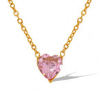 JEWELRY XL90 Fashion Zirconia Peach Heart Heart Pendant Necklace Collar Chain Micro Zirconia Necklace My Store