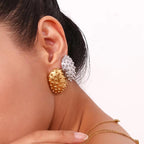 Chunky Earrings Oval Beaded Cactus Stud Earrings Trendy Earrings 2024 Gold Plated Stainless Steel Jewelry My Store