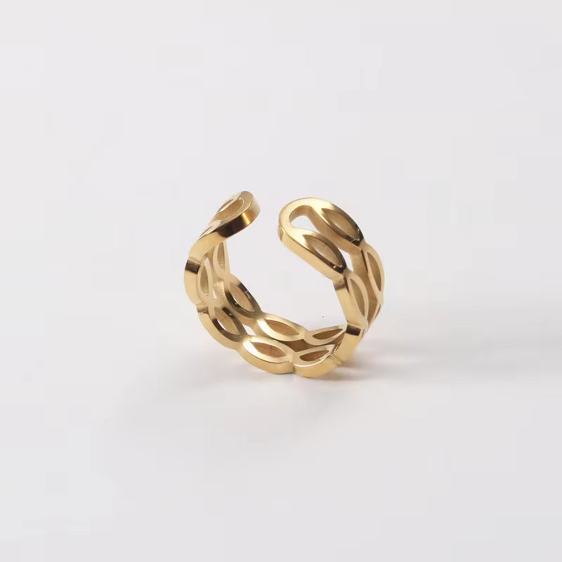 Stainless Steel Jewelry Wholesale 18K Gold Plated Double-Layer Bight Open Rings for Women Fashion Jewelry My Store