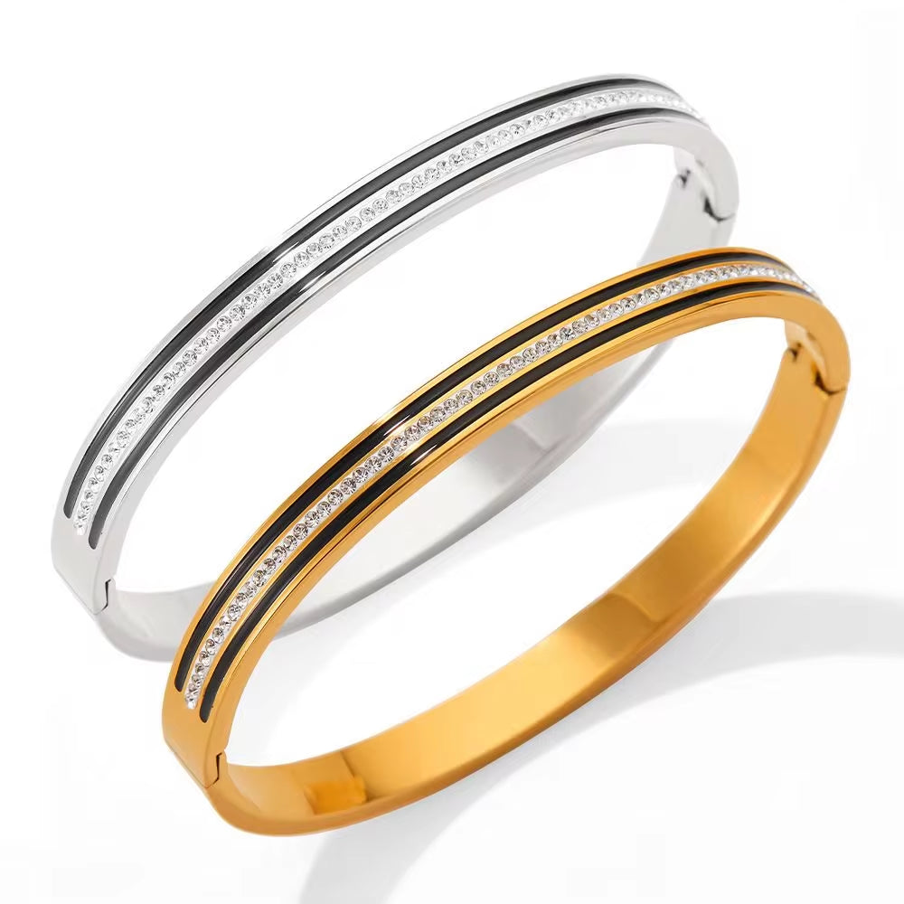 Charm CZ Rhinestone Pave Stainless Steel Cuff Bracelet Bangle Jewelry My Store