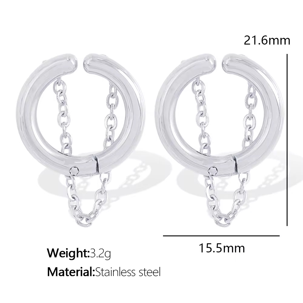 JEWELRY EH272 Simple and Compact No Ear Hole Ear Clip Female Stainless Steel Fashion Sense Ear Bone Clip My Store