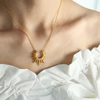 JEWELRY XL35 2024 Sun Collarbone Chain Premium Feeling 18K Gold Stainless Steel Necklace for Women Hundred My Store