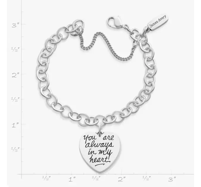 You Are Always in My Heart Charm on Forged Link Charm Bracelet James Avery