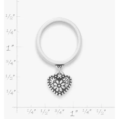 Petite Floral Heart Charm Dangle Ring James Avery