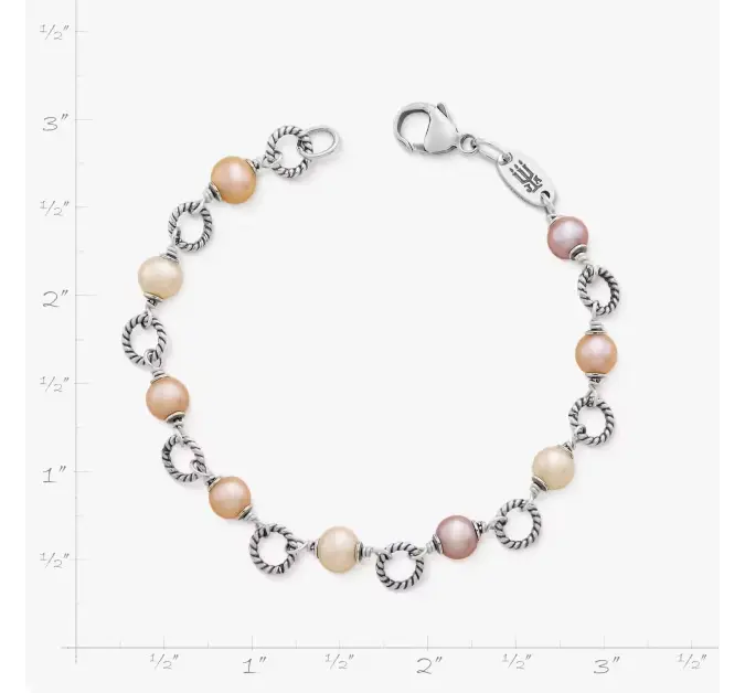 Twisted Wire Link Bracelet with Multi-Colored Cultured Pearls James Avery