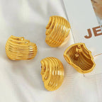 JEWELRY New Simple Irregular Geometric Earrings Vertical Pleated Hollow Half Circle Earrings My Store