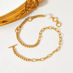 Stainless Steel Twist Chain Pearl Necklace OT Buckle Baroque Freshwater Pearl Twisted Chain Necklace Women My Store