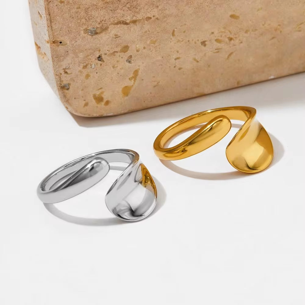 New 2024 Unique Stylish Glossy Surface Ring Casual Geometry Irregular Stainless Steel Rings for Girls My Store
