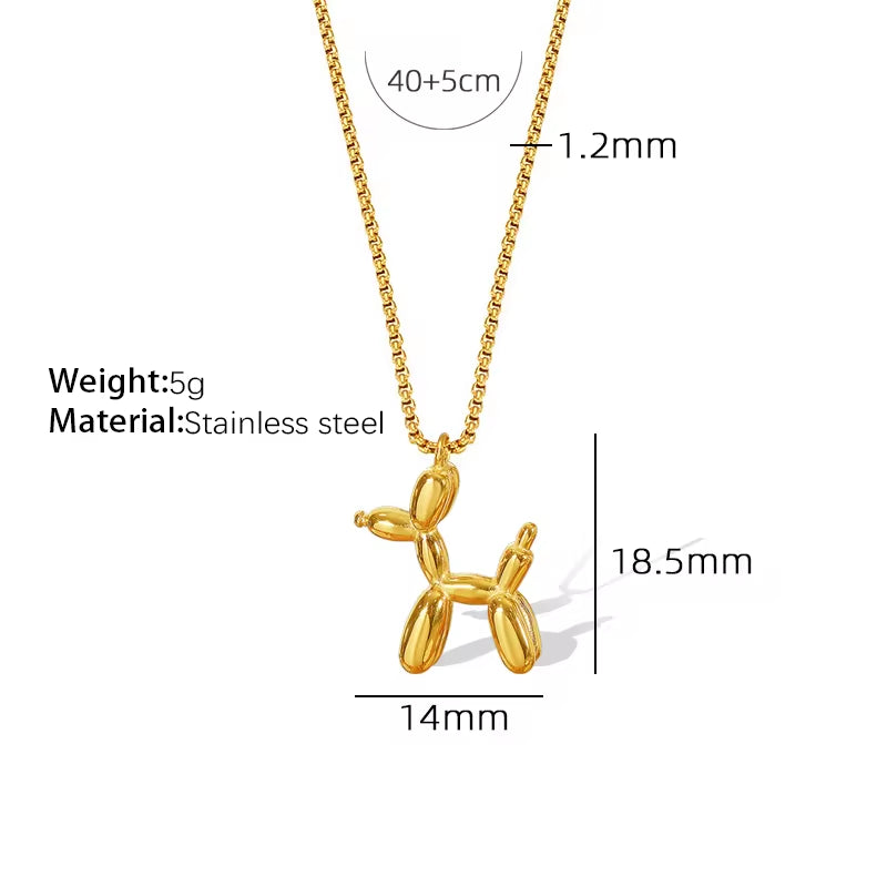 JEWELRY XL64-MYL05 Factory Supply Balloon Dog Pendant Necklace Stainless Steel Zodiac Dog Sweater Chain for Women My Store