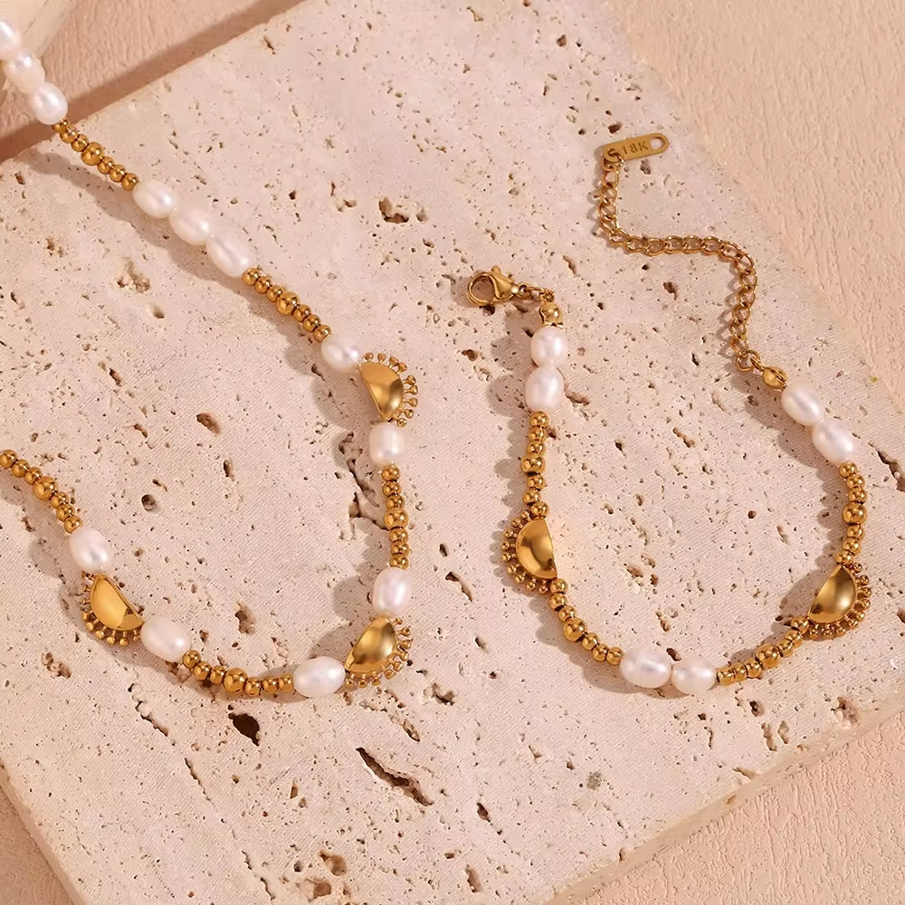 Fresh Water Pearl Chain Choker Necklace Gold Plated Jewelry Tarnish Free Stainless Steel Necklace My Store