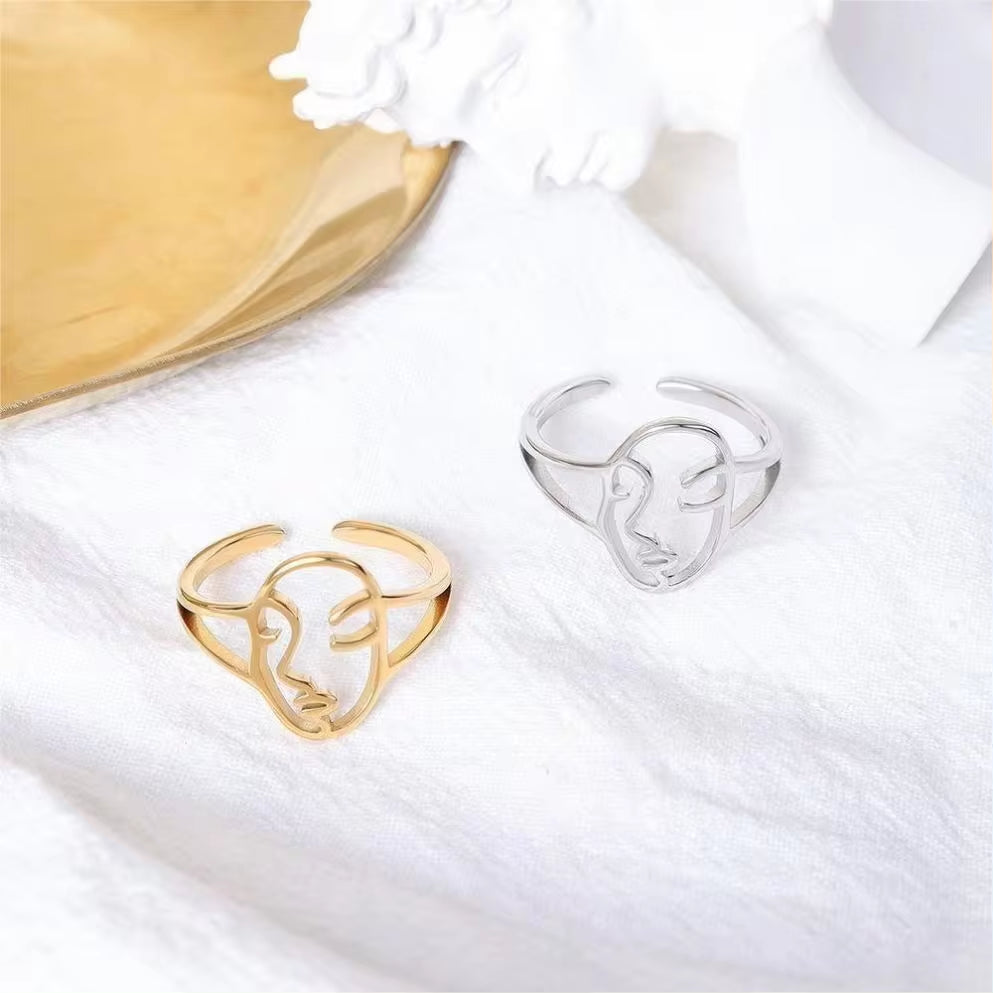 Fashion Stainless Steel 18K Gold Portrait round Brand Jewelry Set Women Spot Wholesale Ring My Store