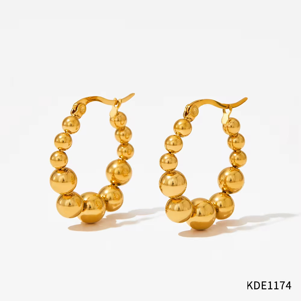 Hot-Selling Jewelry New round Steel Ball Earrings Earrings European and American Fashion Creative Women'S Earrings My Store