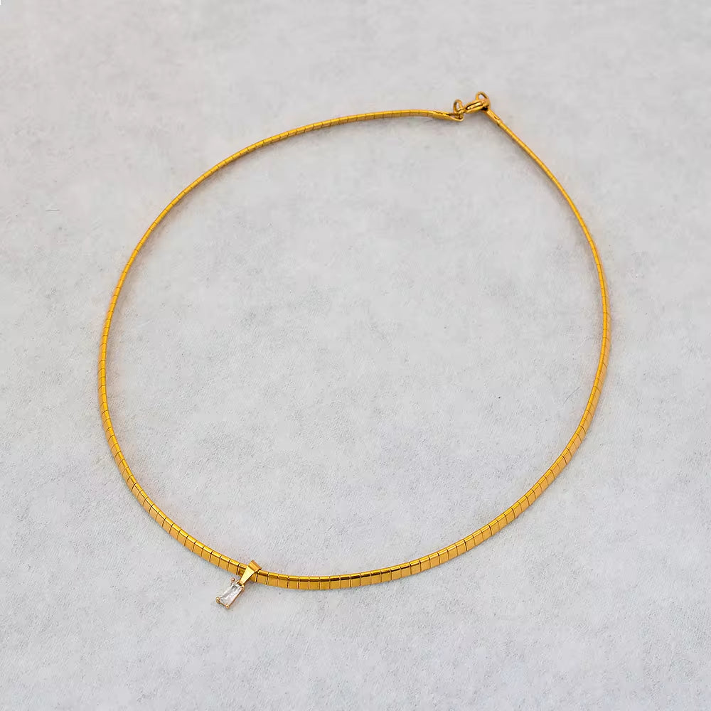 Fashion Rainbow Zircon Pendant Necklace INS Choker Chain Collar for Women Jewelry 18K Gold Stainless Steel Jewelry My Store