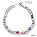 Exquisite Cubic Zirconia Stainless Steel Rainbow Cz Necklace Bracelet for Women Waterproof Fashion Jewelry Set My Store