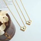 Stainless Steel Shell Heart Zircon Pendant Necklace Simple Gold 18K Necklace for Women My Store