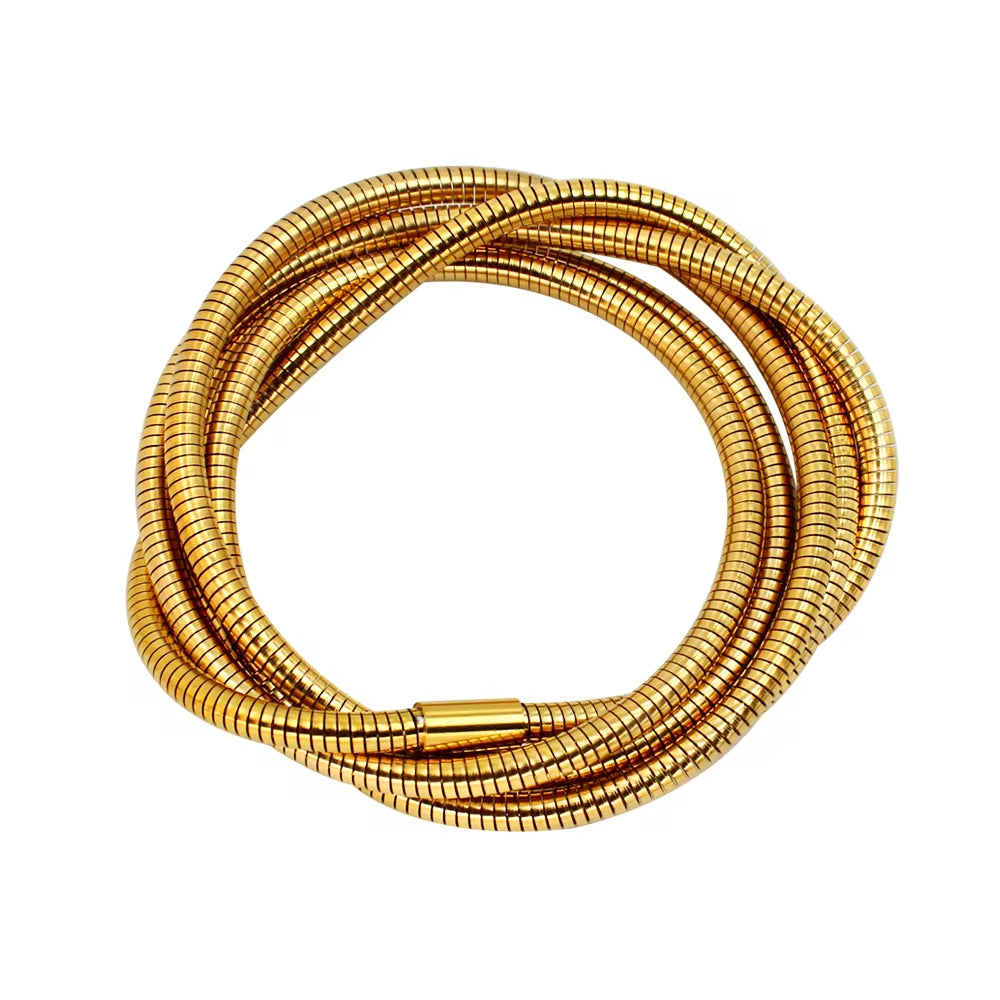 Trendy Stainless Steel Multi-Layer Spiral Bracelet Fashion 18K Gold Plated Jewelry High Quality Low MOQ My Store
