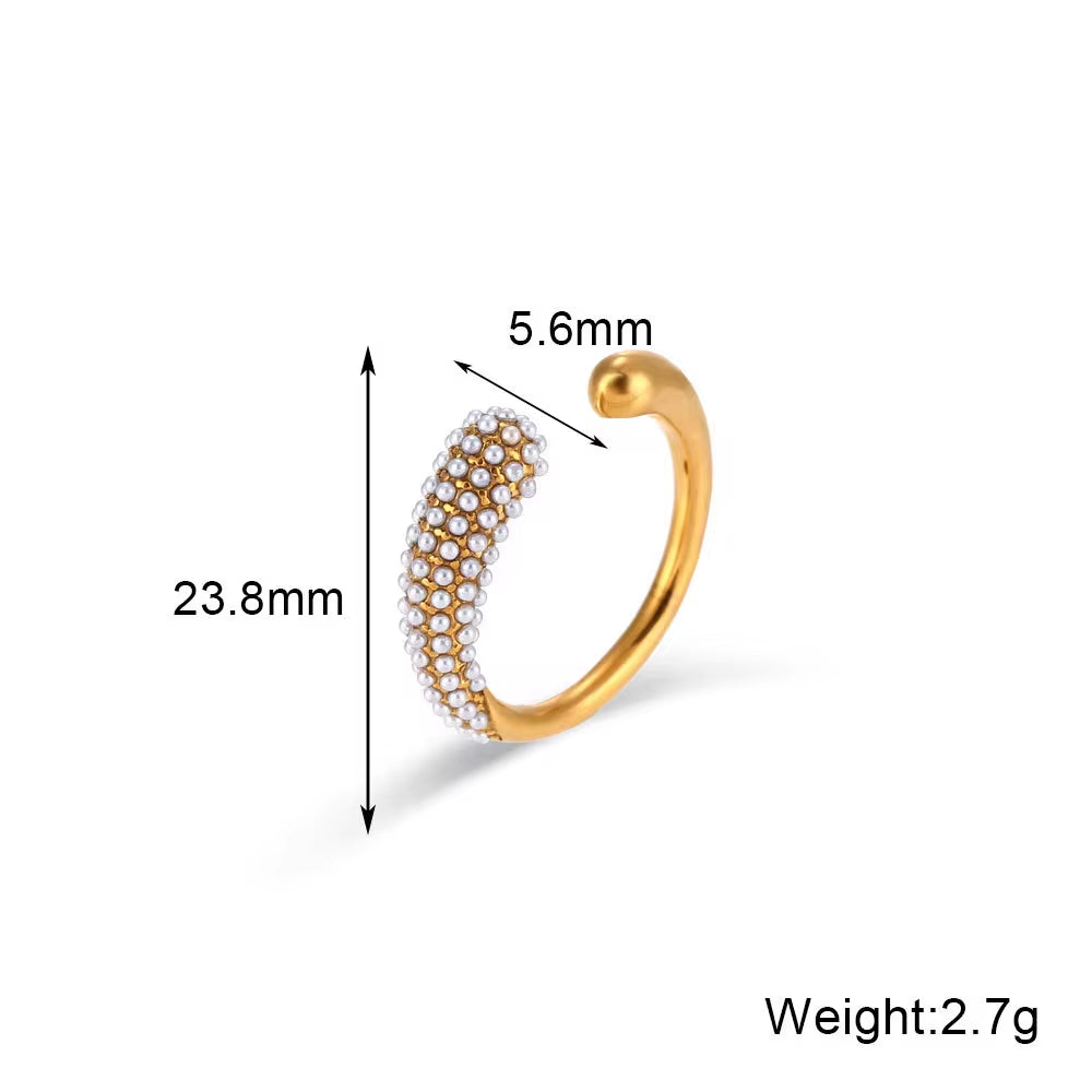 Wholesale Fine Jewelry 18K Gold Plated Stainless Steel Cz Diamond Finger Ring Gold Weeding Band Ring Adjustable Open Ring My Store