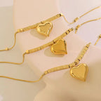 Dainty 18K Real 18K Gold Plated Stainless Steel Accessories Snake Bone Chain Heart Pendant Necklace for Women My Store