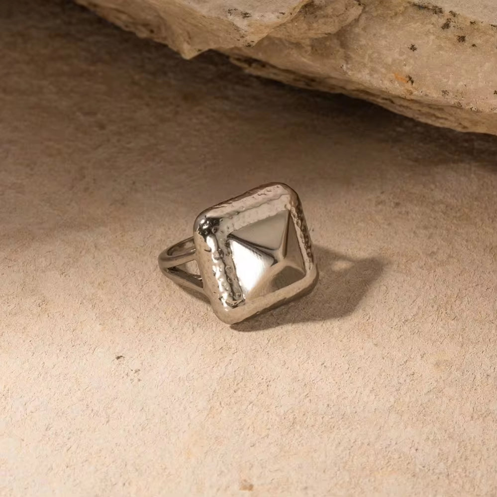 Stainless Steel Silver PVD Plated Geometric Fashion Jewelry Rivet Finger Ring Minimalist Jewelry My Store