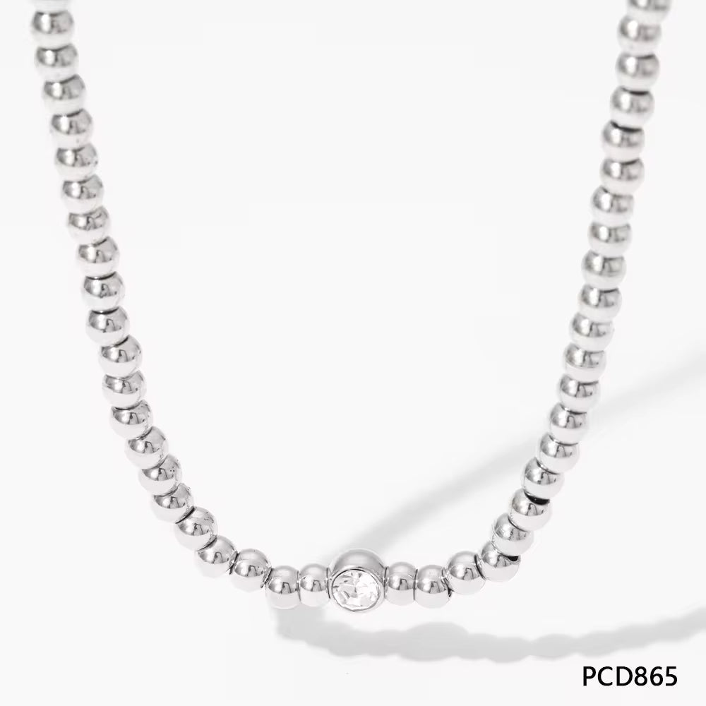 Minimalist 4Mm Beads Charm Necklace Tarnish Free Bead Chain Bracelet Necklace Jewelry Set for Women My Store