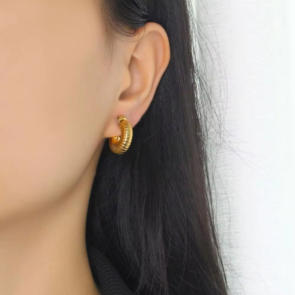 Y2K Trendy Chunky Vintage Boho Design Light Weight Large Wide Hollow Gold Plated Dome Chunky Hoop Earrings My Store