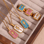 Spring 2024 Fashion Colorful Enamel Coco Pendant Necklace Gold Plated Tarot Necklace Stainless Steel Jewelry My Store