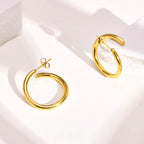 Popular Gold Plating Smooth Circle Earrings Chic Fade Never Fade Stainless Steel round Circle Hoop Earrings My Store