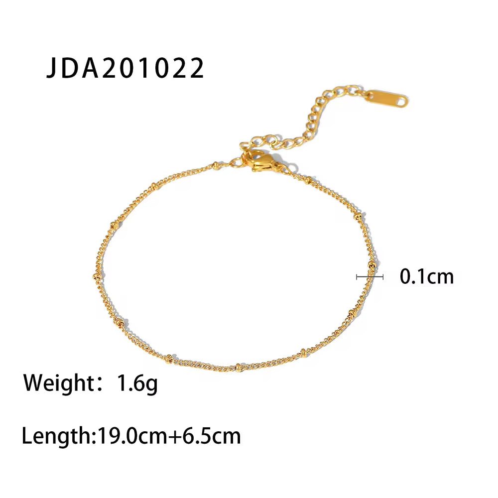 Dainty 18K Gold Plated Stainless Steel Simple Jewelry Gift Waterproof Chain Cross Double Layer Daity Anklet for Women My Store